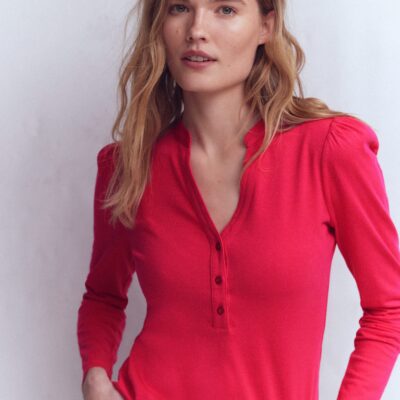 Boden Supersoft Open Neck Henley Top