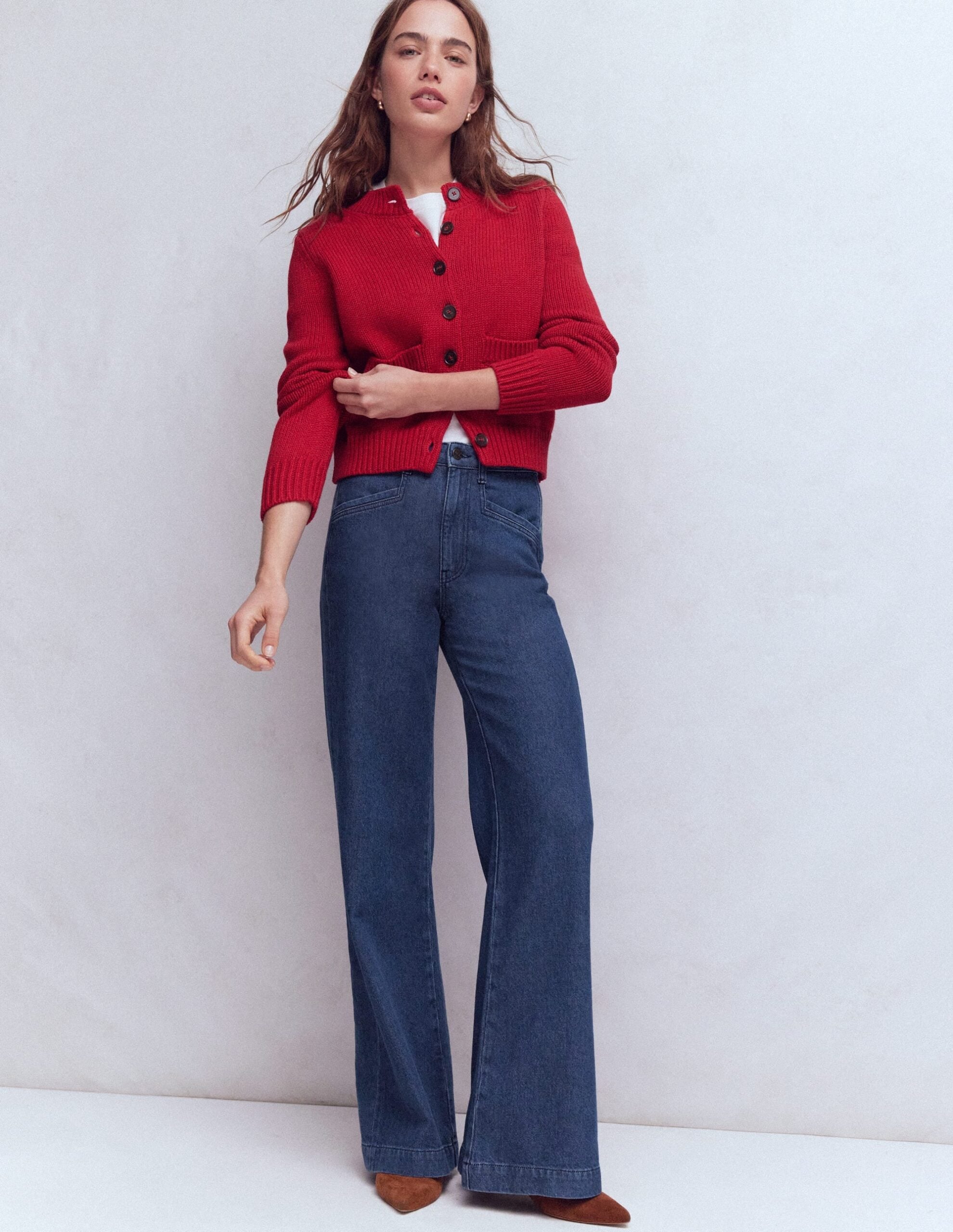 Boden Pocket Detail Wide Leg Jeans