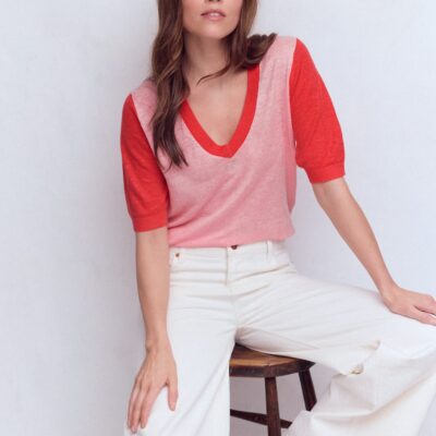 Boden Agnes Linen V Neck T-shirt