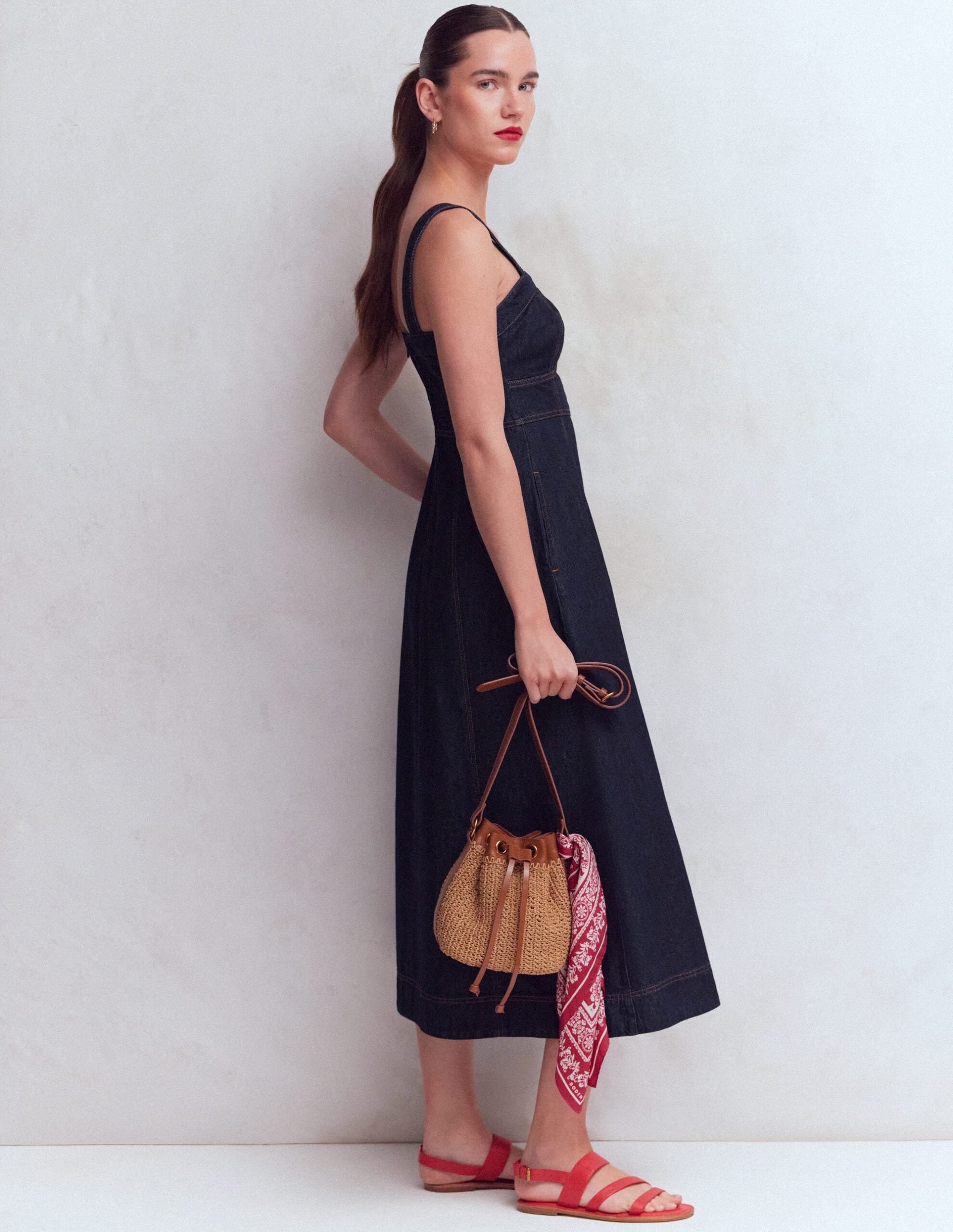 Boden Panelled Bodice Denim Dress