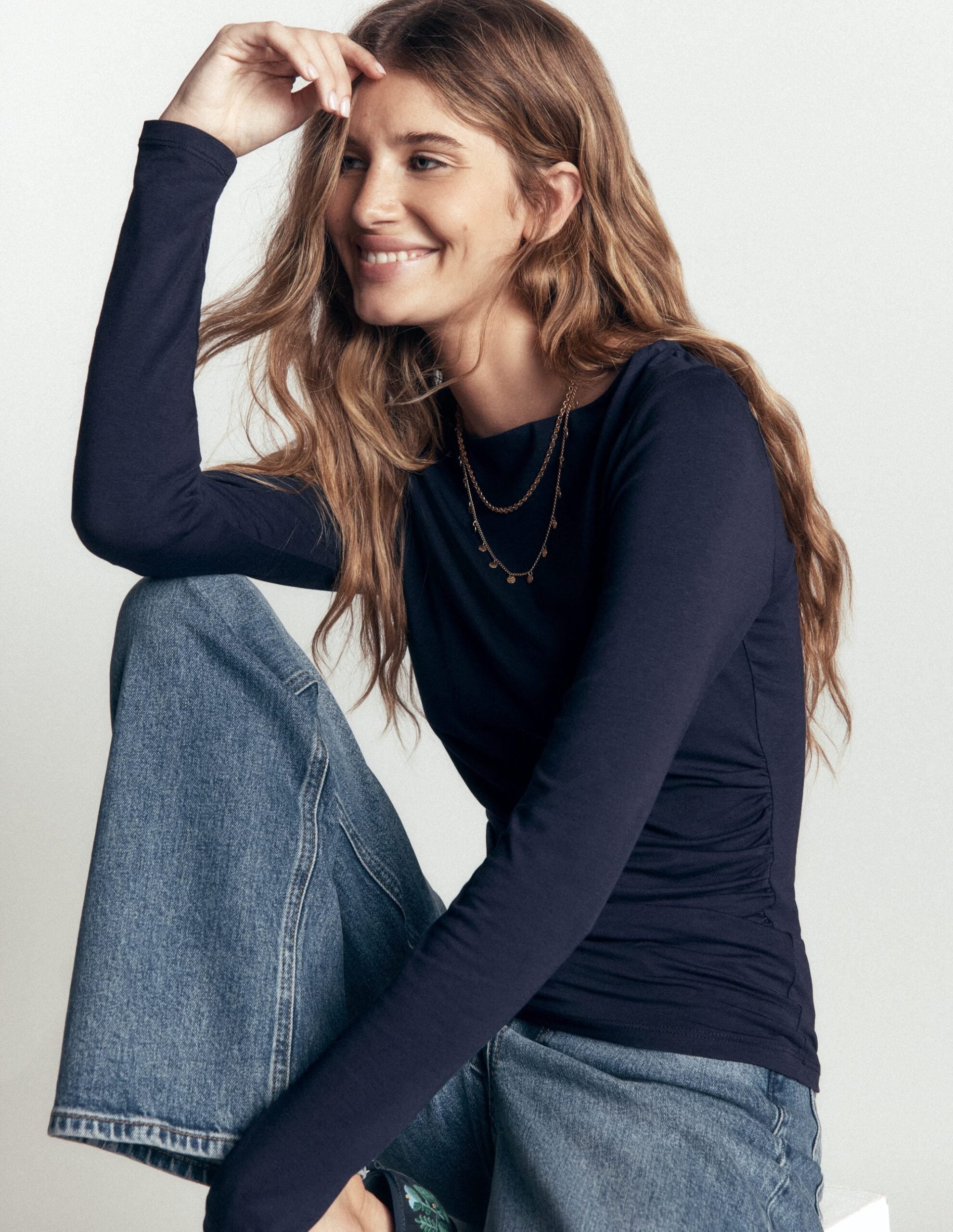 Boden Ruched Long Sleeve Top