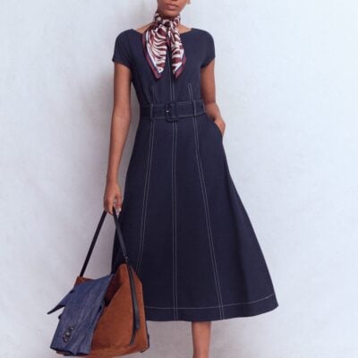 Boden Topstitch Ponte Midi Dress