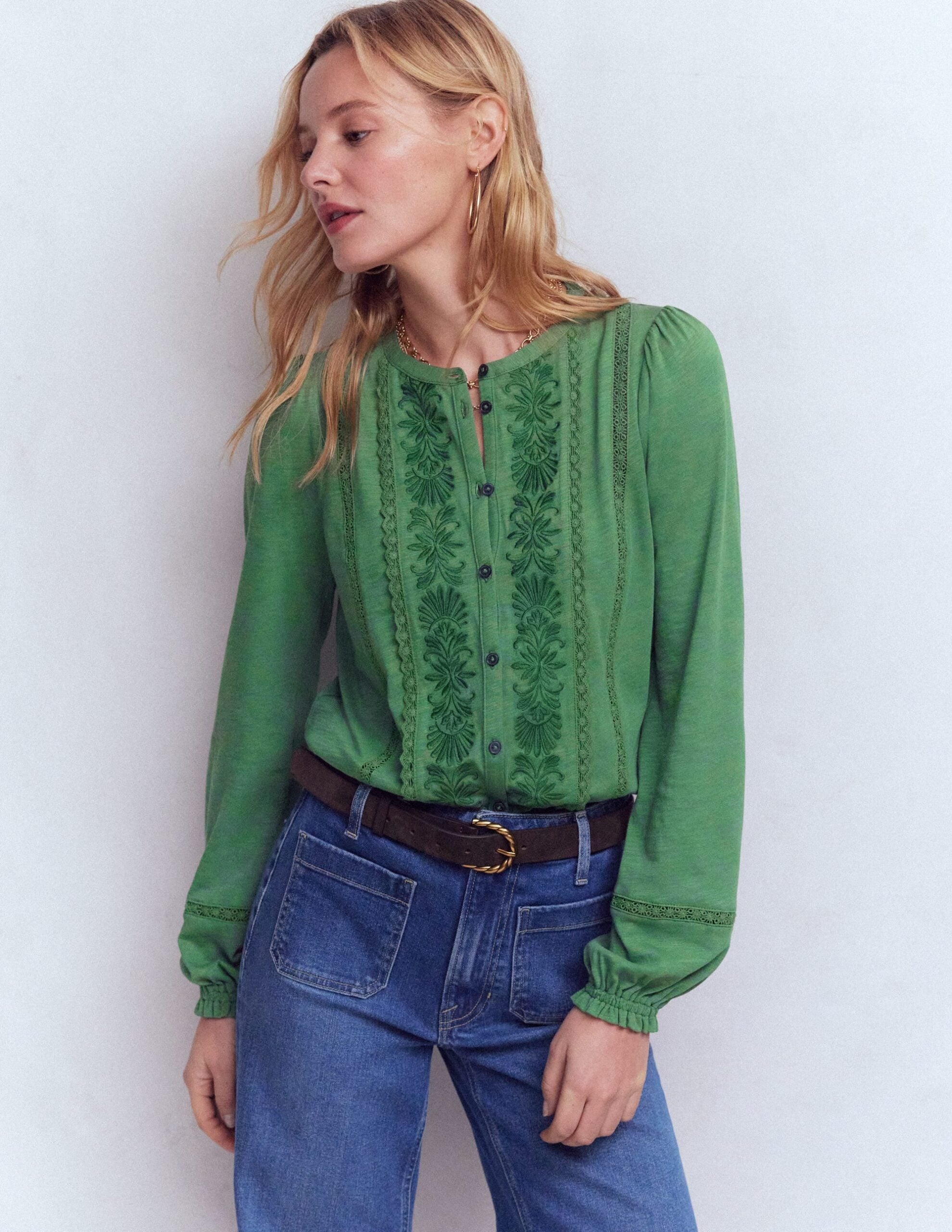 Boden Embroidered Jersey Shirt