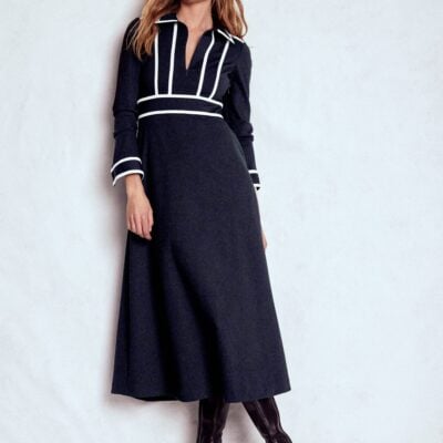 Boden Contrast Ponte Midi Dress