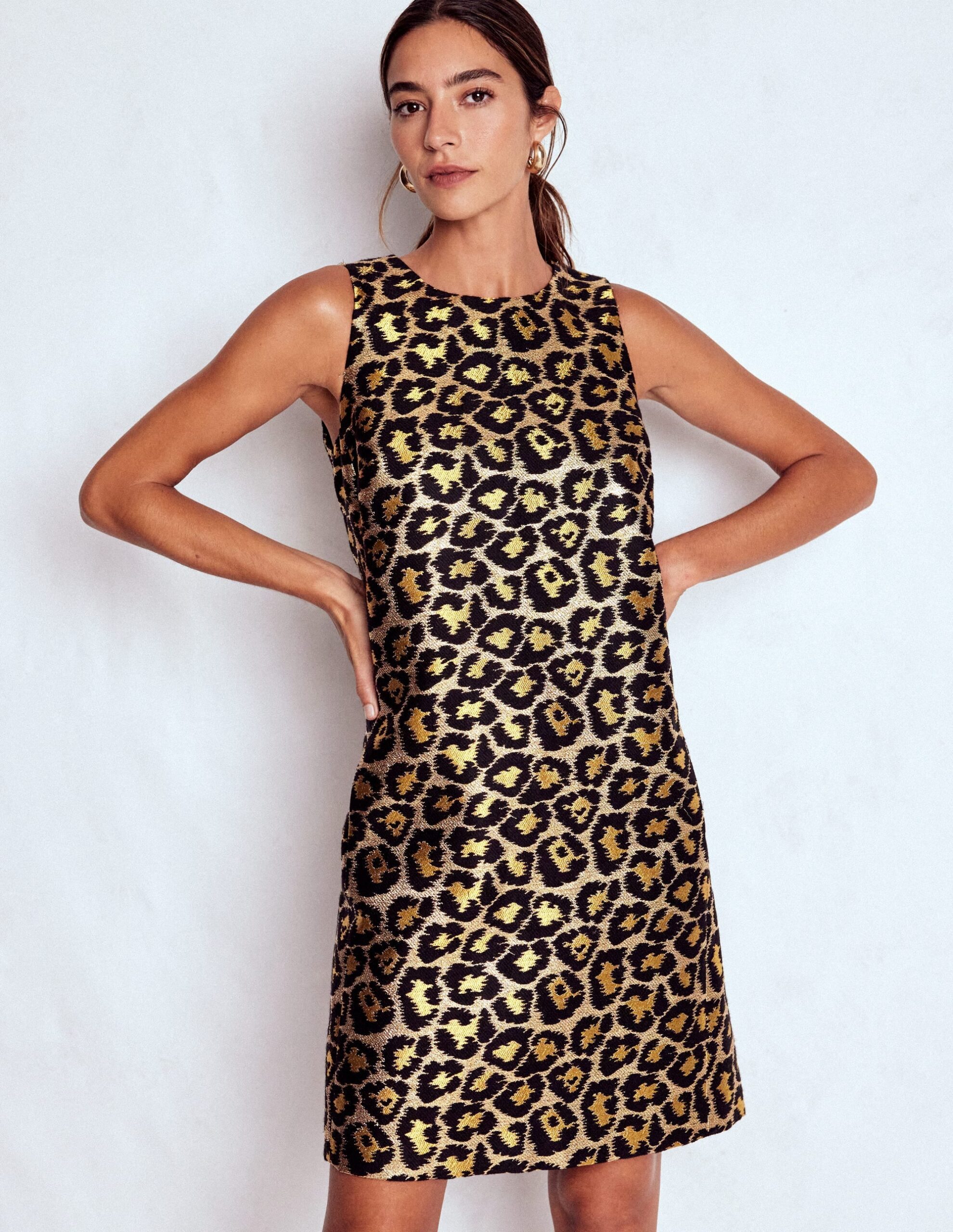 Boden Metallic Leopard Shift Dress