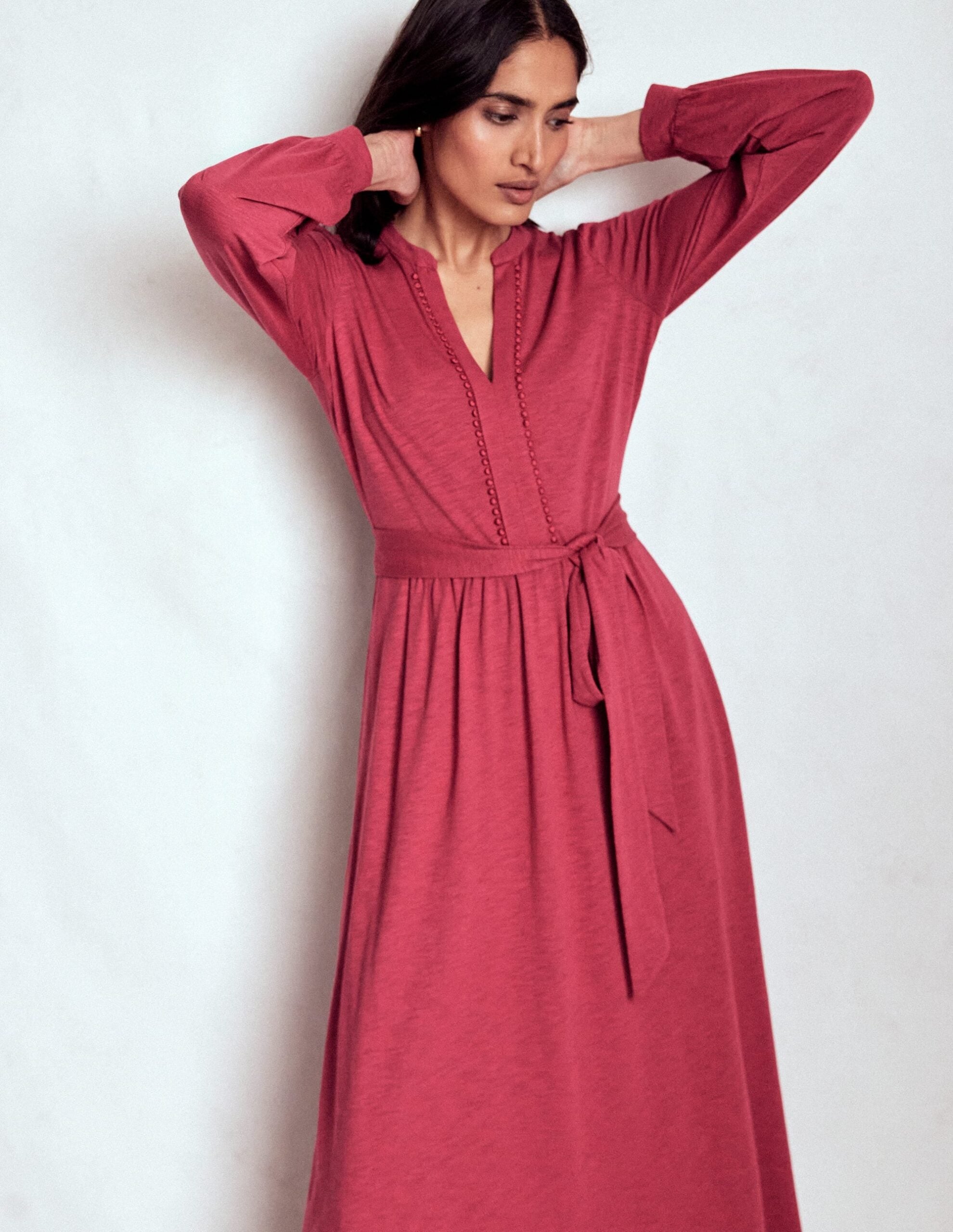 Boden Naomi Long Sleeve Jersey Dress