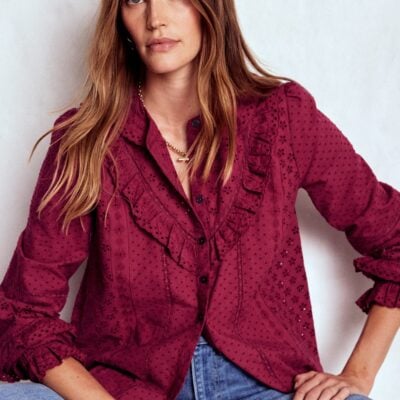 Boden Broderie Ruffle Top