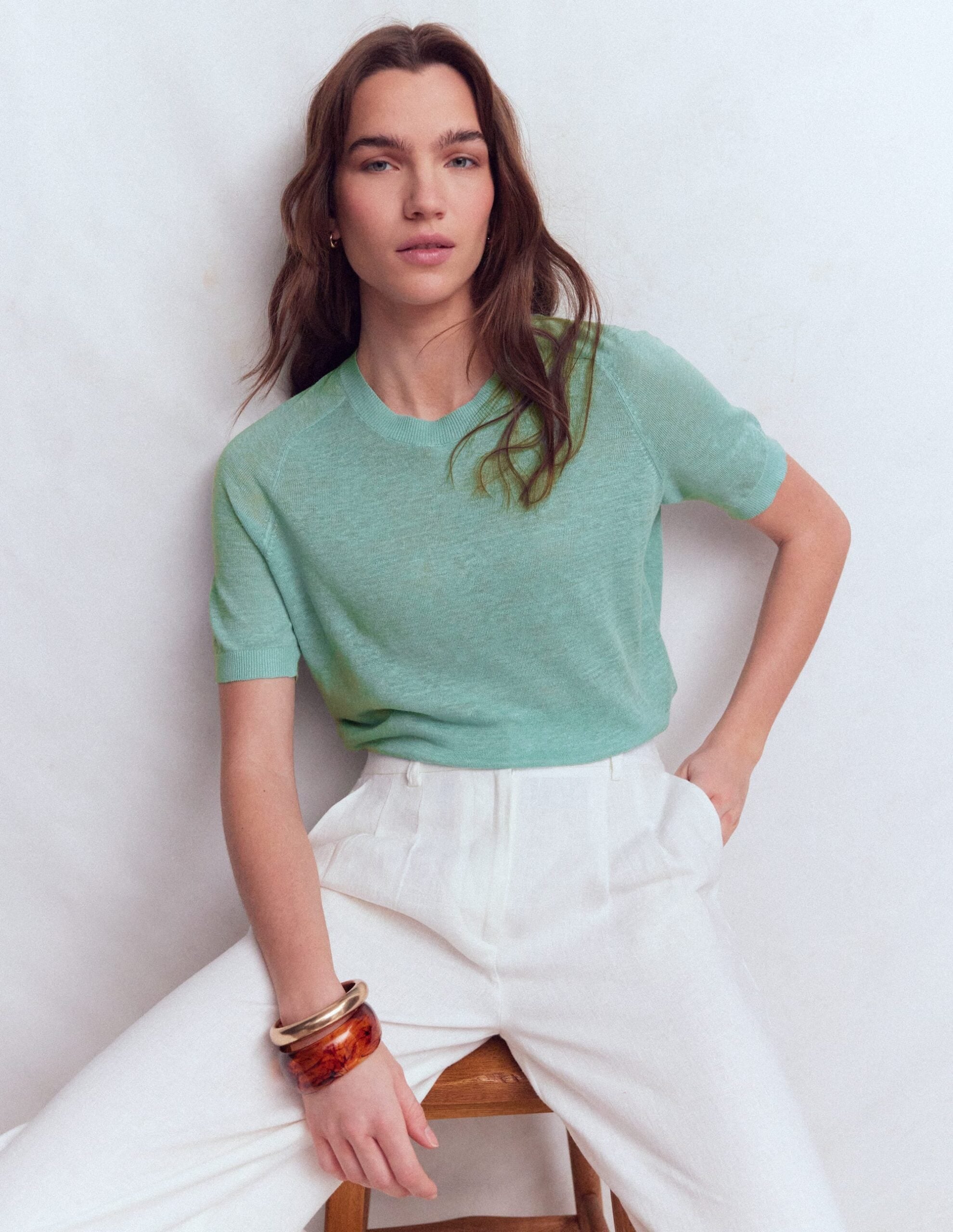 Boden Agnes Linen Button T-shirt