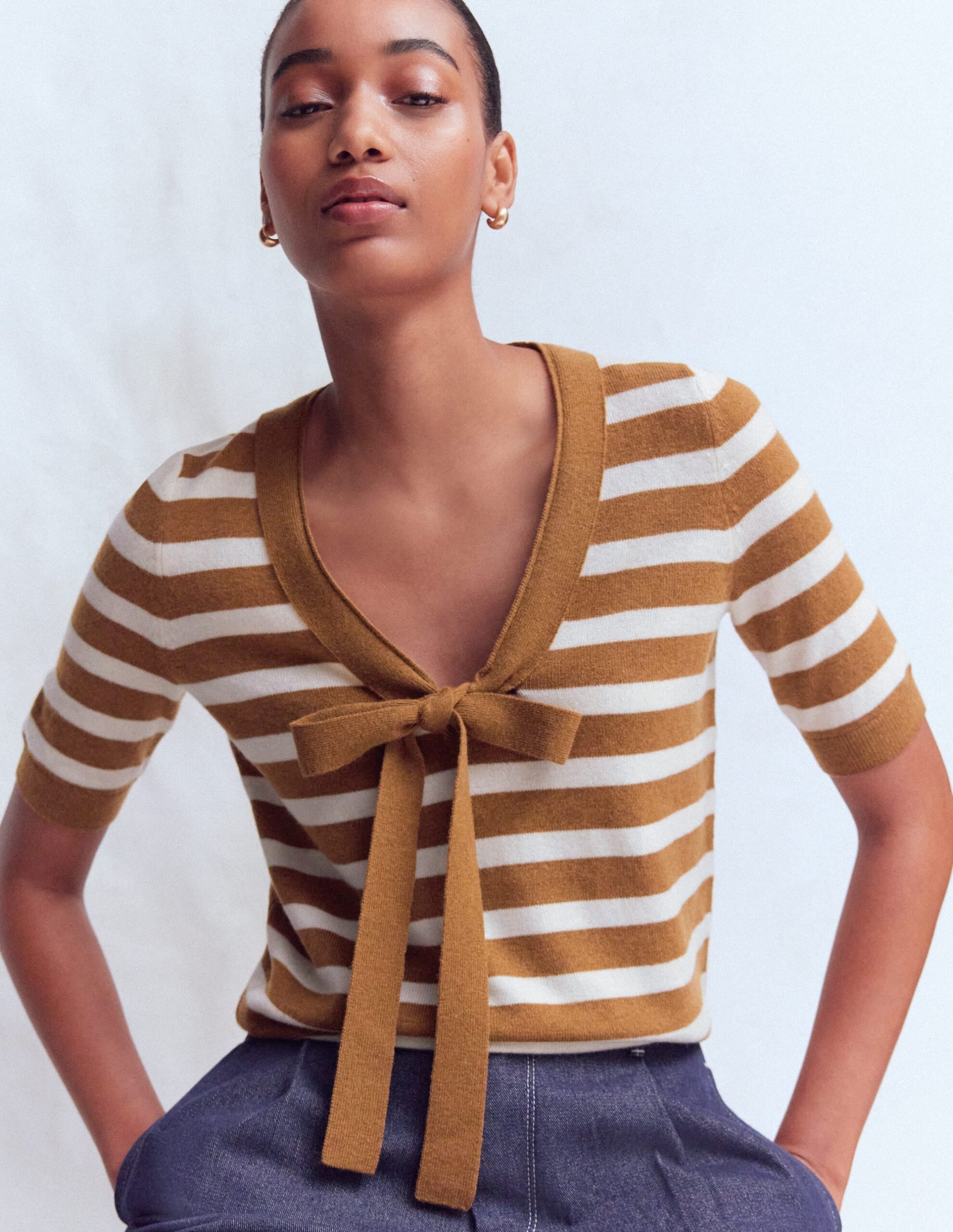 Boden Bow Neck Knitted T-shirt