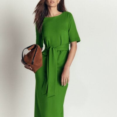 Boden Belted Ponte Midi Dress