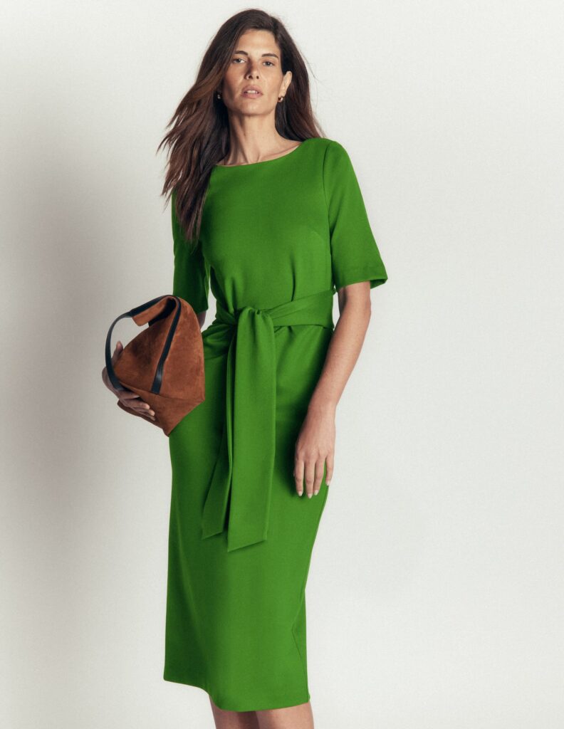 Boden Belted Ponte Midi Dress