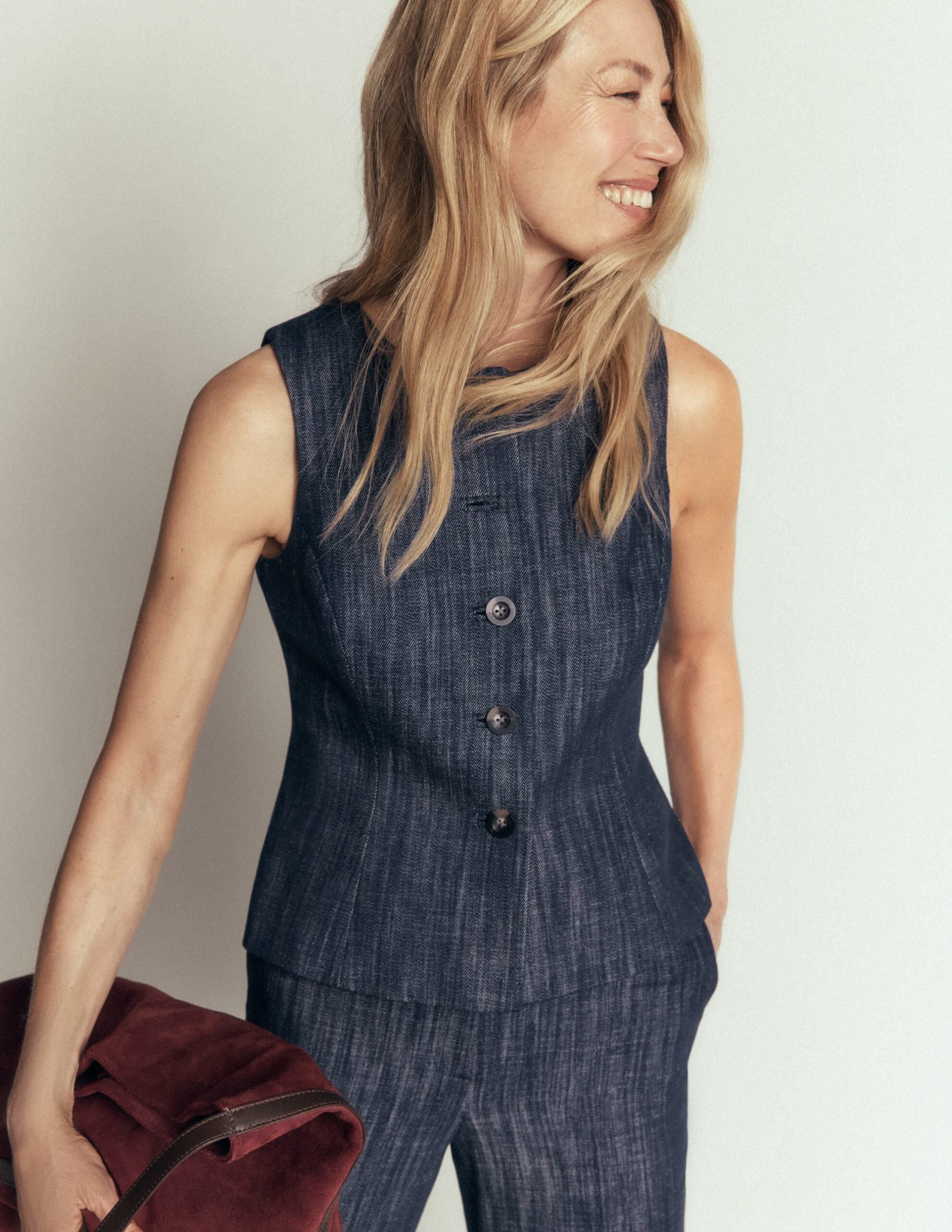 Boden Twill Peplum Waistcoat