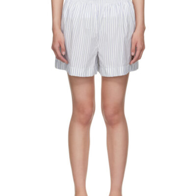 Moncler Blue & White Striped Shorts