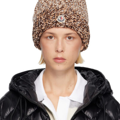 Moncler Brown Mouliné Wool Blend Beanie