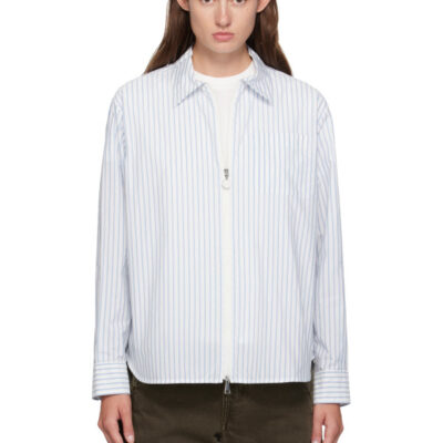 Moncler White & Blue Striped Shirt
