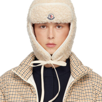 Moncler White Teddy Reversible Hat