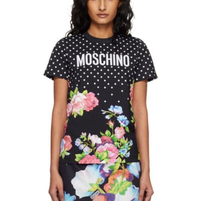 Moschino Black Printed Organic Cotton Jersey T-shirt