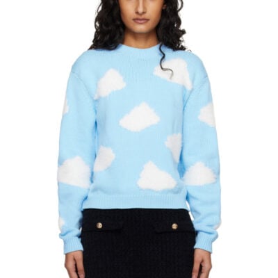 Moschino Blue Organic Cotton Blend Archive Cloud Sweater