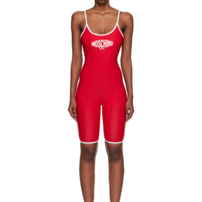 Moschino Red Printed Lycra One-Piece Swimsuit