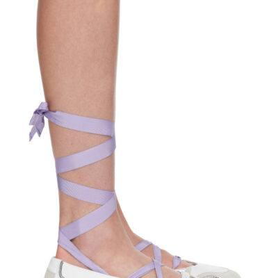 Moschino White Suede Mirror Effect Ballerina Flats