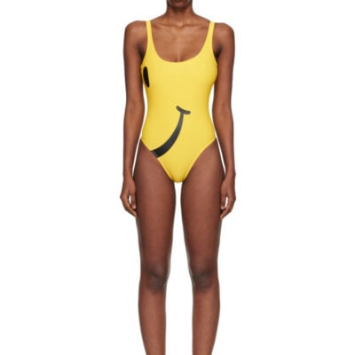 Moschino Yellow Smiley Lycra One-Piece Swimsuit