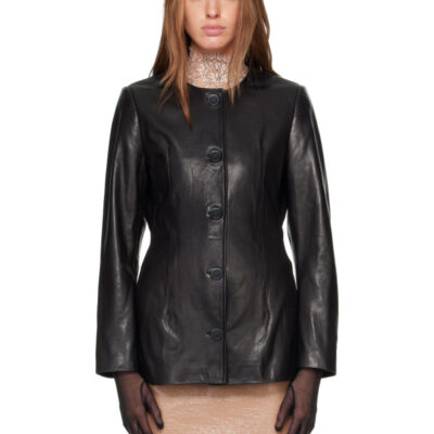 Nour Hammour Black Maud Leather Blazer