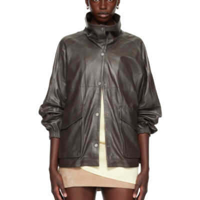 Nour Hammour Taupe Anorak Leather Jacket