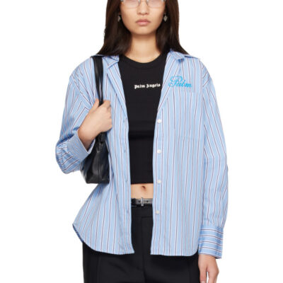 Palm Angels Blue 'Palm' Sway Oversized Shirt