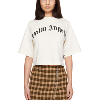 Palm Angels Off-White Curved Logo Boxy T-shirt