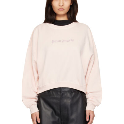 Palm Angels Pink Stud Logo Crew Sweatshirt