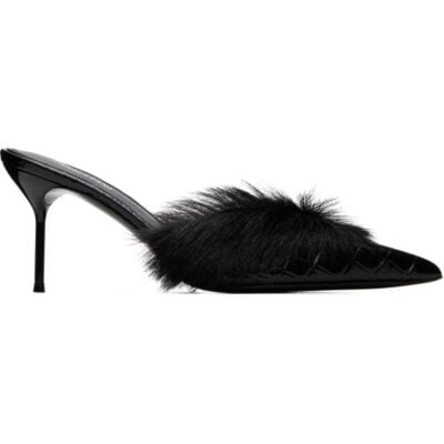 Paris Texas Black Lidia 70mm Fur Heels