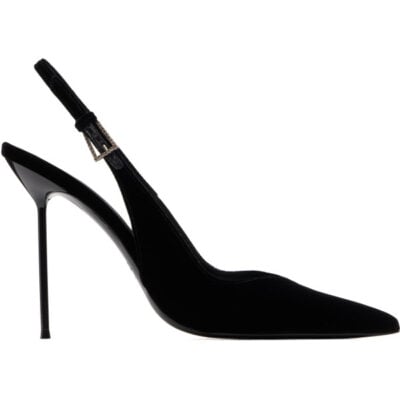Paris Texas Black Lidia Buckle Slingback 105 Heels