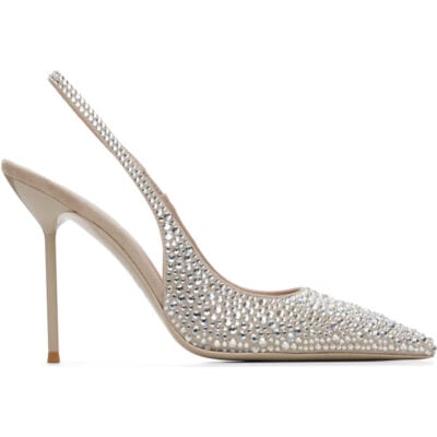 Paris Texas Taupe Lidia Slingback Crystal 105 Heels