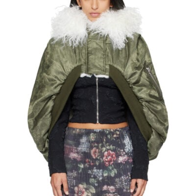 Petra Fagerstrom Khaki Jacquard Bomber Cape