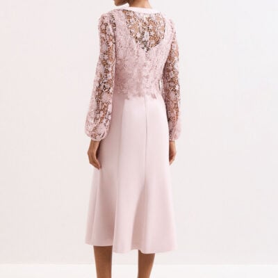 Phase Eight Ayumi Pink Lace Top Midi Dress