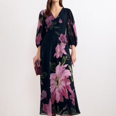 Phase Eight Petite Betty Floral Printed Long Sleeve Maxi Dress