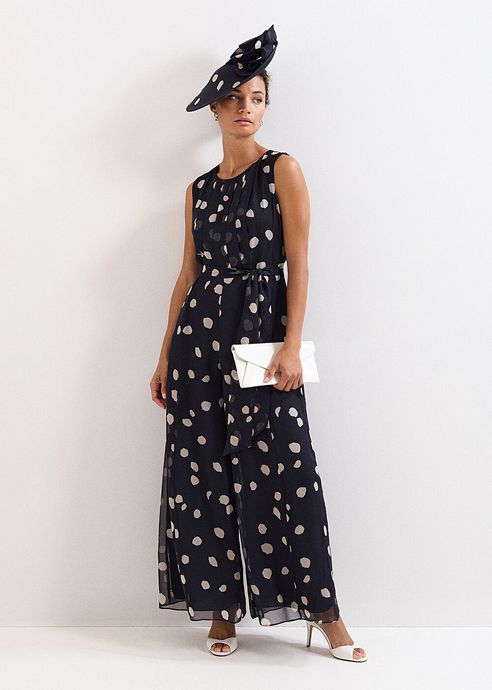 Phase Eight Petite Maxine Polka Dot Sleeveless Jumpsuit
