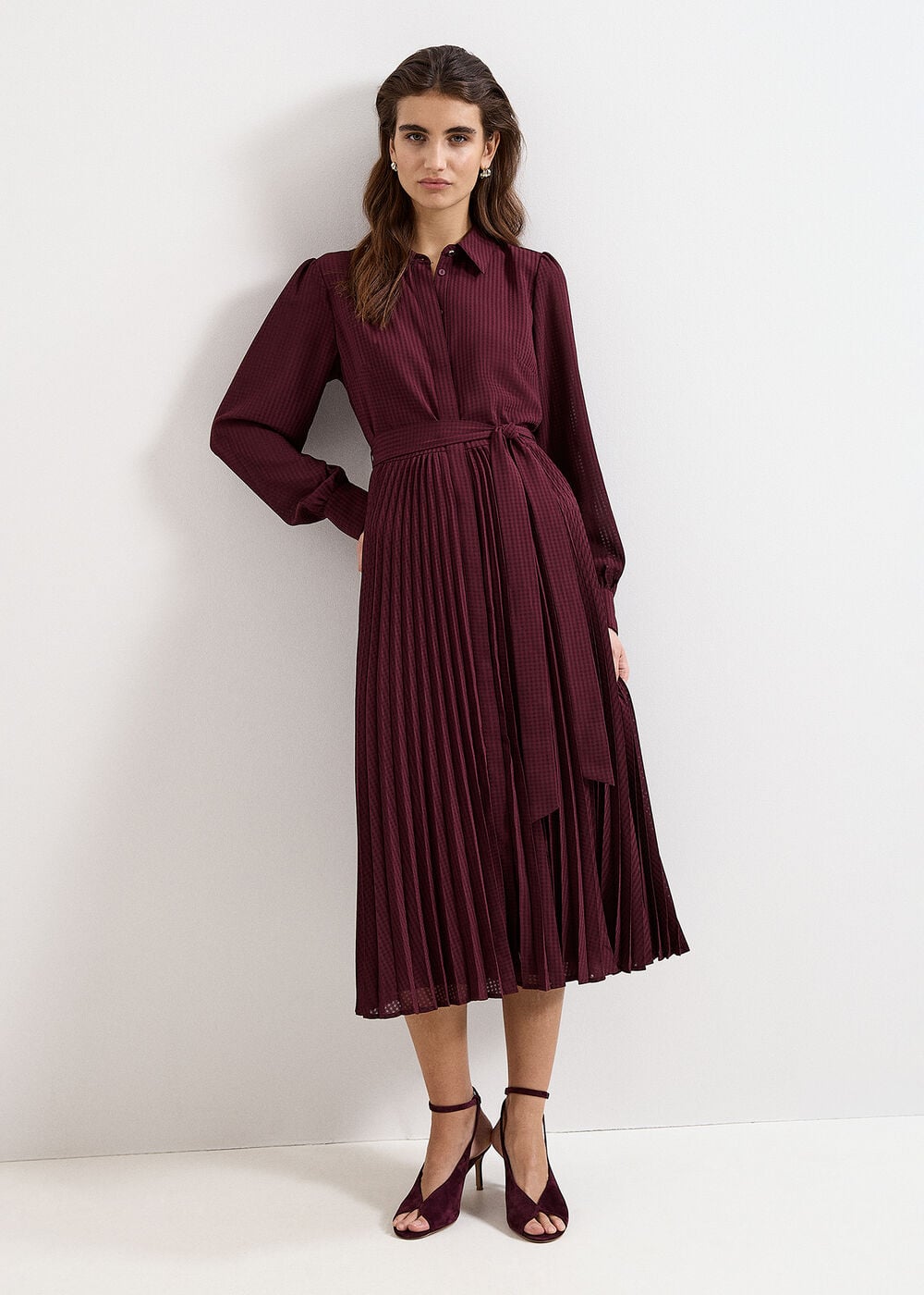 Phase Eight Ren Pleated Shirt Midi Dress