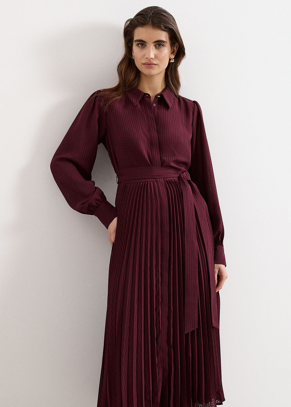 Phase Eight Ren Pleated Shirt Midi Dress