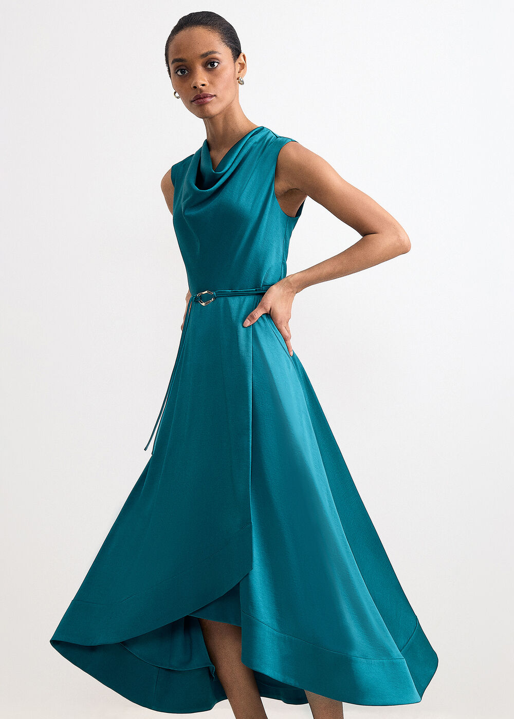 Phase Eight Sabrianna Satin Cowl Neck Midi Dress