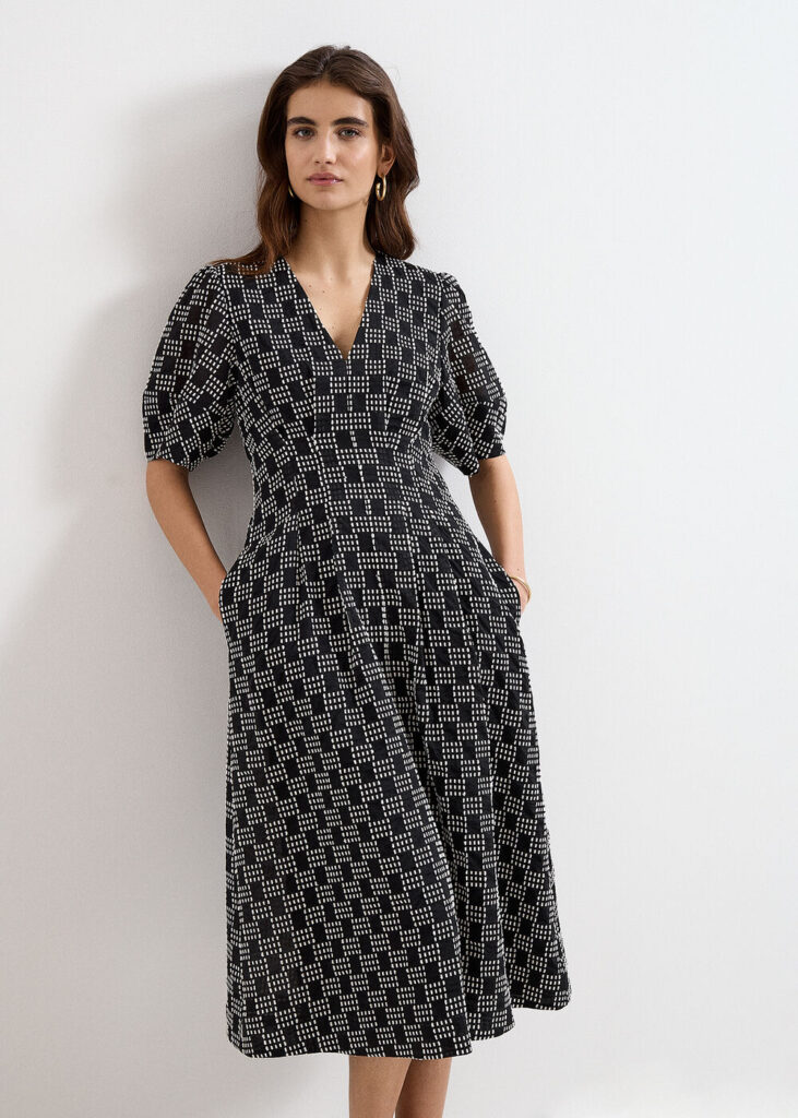 Phase Eight Yasmine Check Textured Midi Dress
