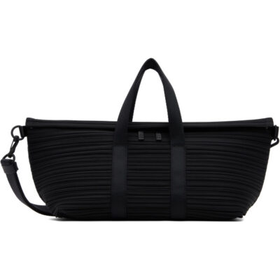 Pleats Please Issey Miyake Black Pleats Boston Bag