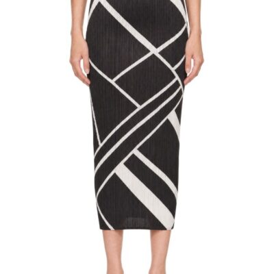 Pleats Please Issey Miyake Brown Fold Lines Maxi Skirt