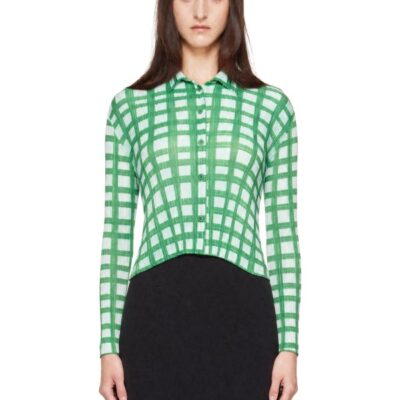 Pleats Please Issey Miyake Green & Blue Basket Shirt