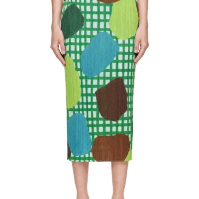 Pleats Please Issey Miyake Multicolor Market Midi Skirt
