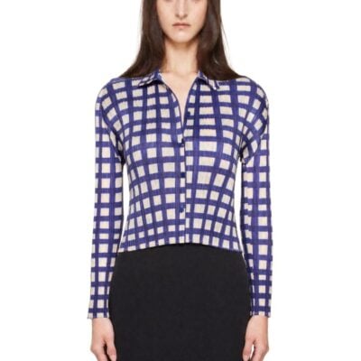 Pleats Please Issey Miyake Navy & Beige Basket Shirt