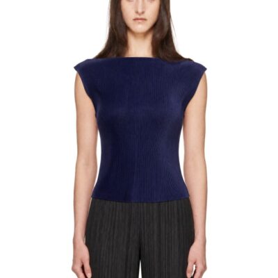 Pleats Please Issey Miyake Navy Mist September Top
