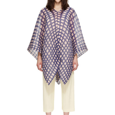 Pleats Please Issey Miyake Navy & Pink Basket Madame-T Scarf
