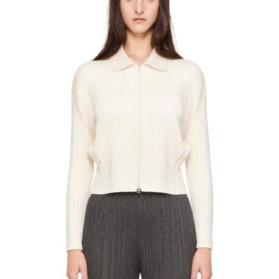 Pleats Please Issey Miyake Off-White Monthly Colors August Cardigan