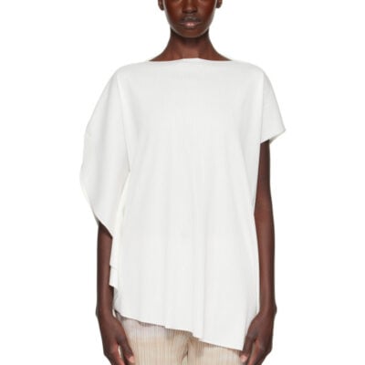 Pleats Please Issey Miyake White A-POC Slice Blouse